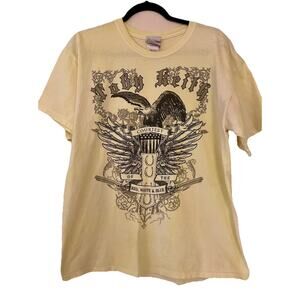 VTG Toby Keith Yellow Tie Dye Courtesy Of The Red White Blue Tshirt L RARE! Y2K